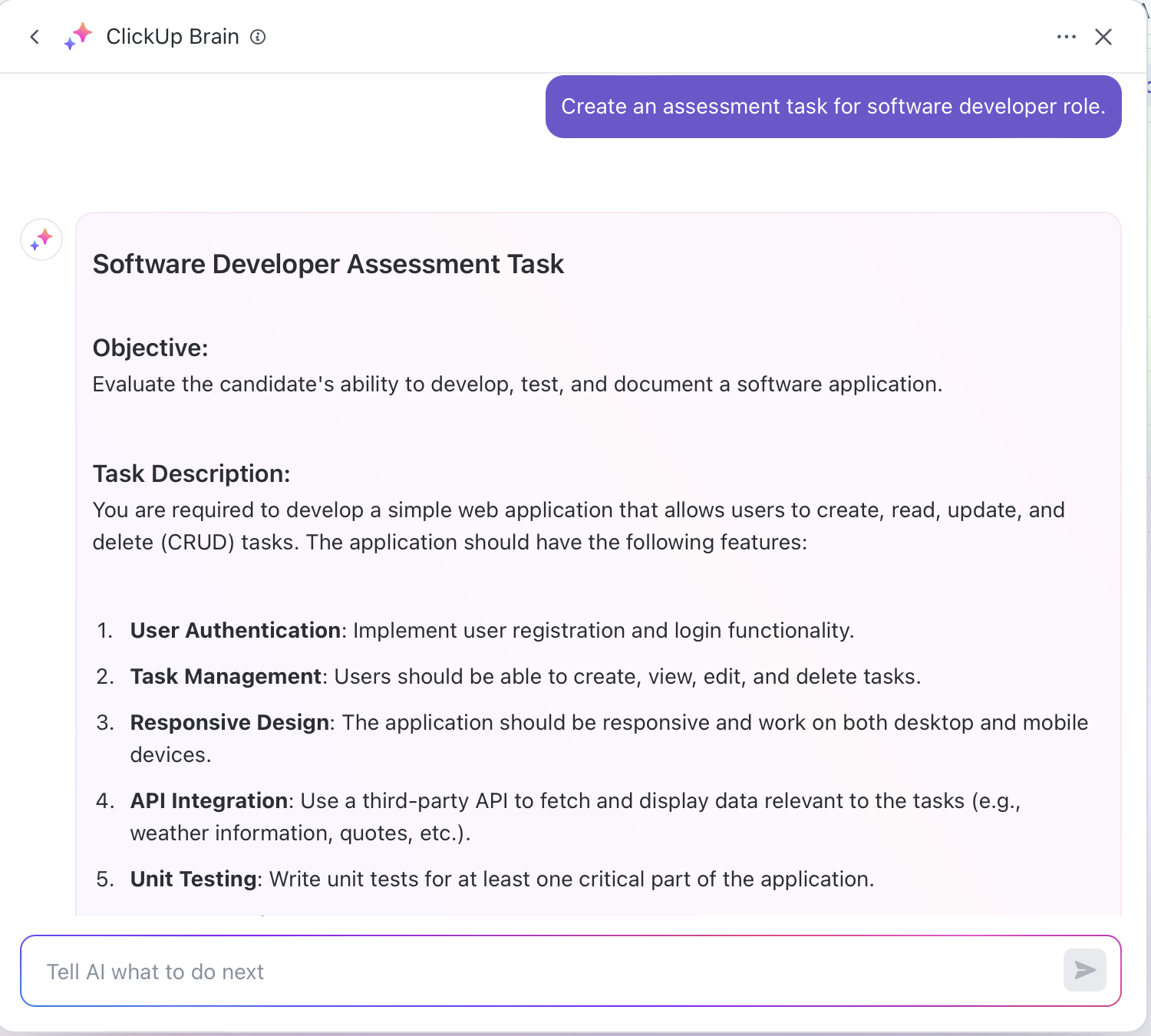 ClickUp Kanban View para visualizar o processo de avaliação de recrutamento