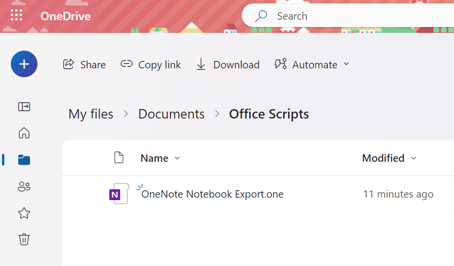 Locate the OneNote notebook