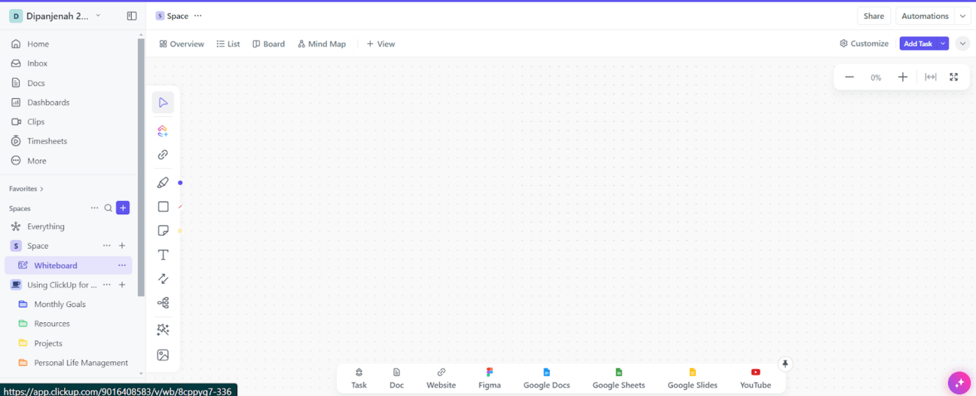 ClickUp 화이트보드