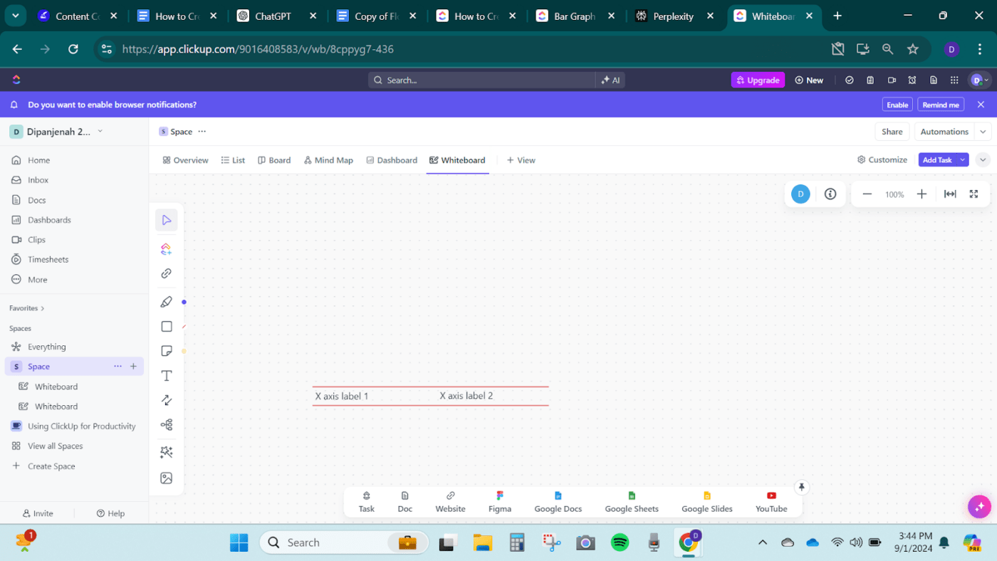 ClickUp 화이트보드의 텍스트 도구