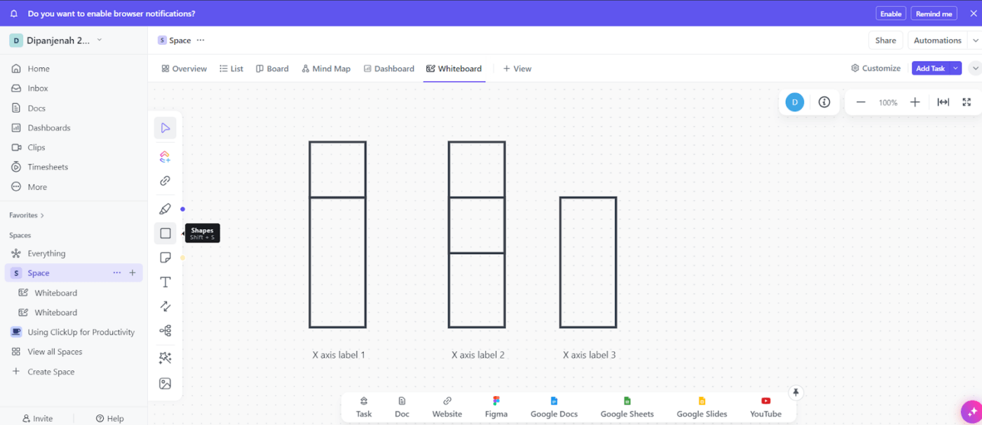 Square shape tool for each category in Whiteboard