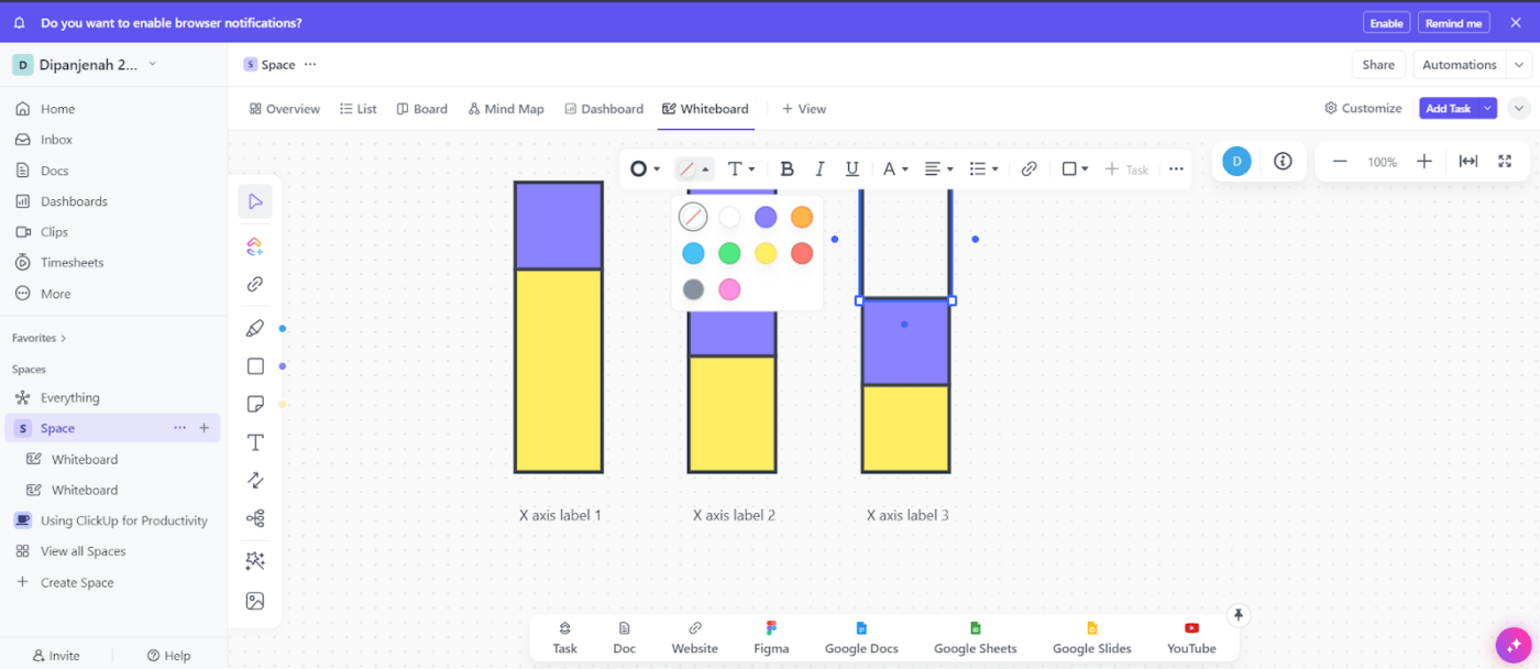 Color-code in stacked portion 