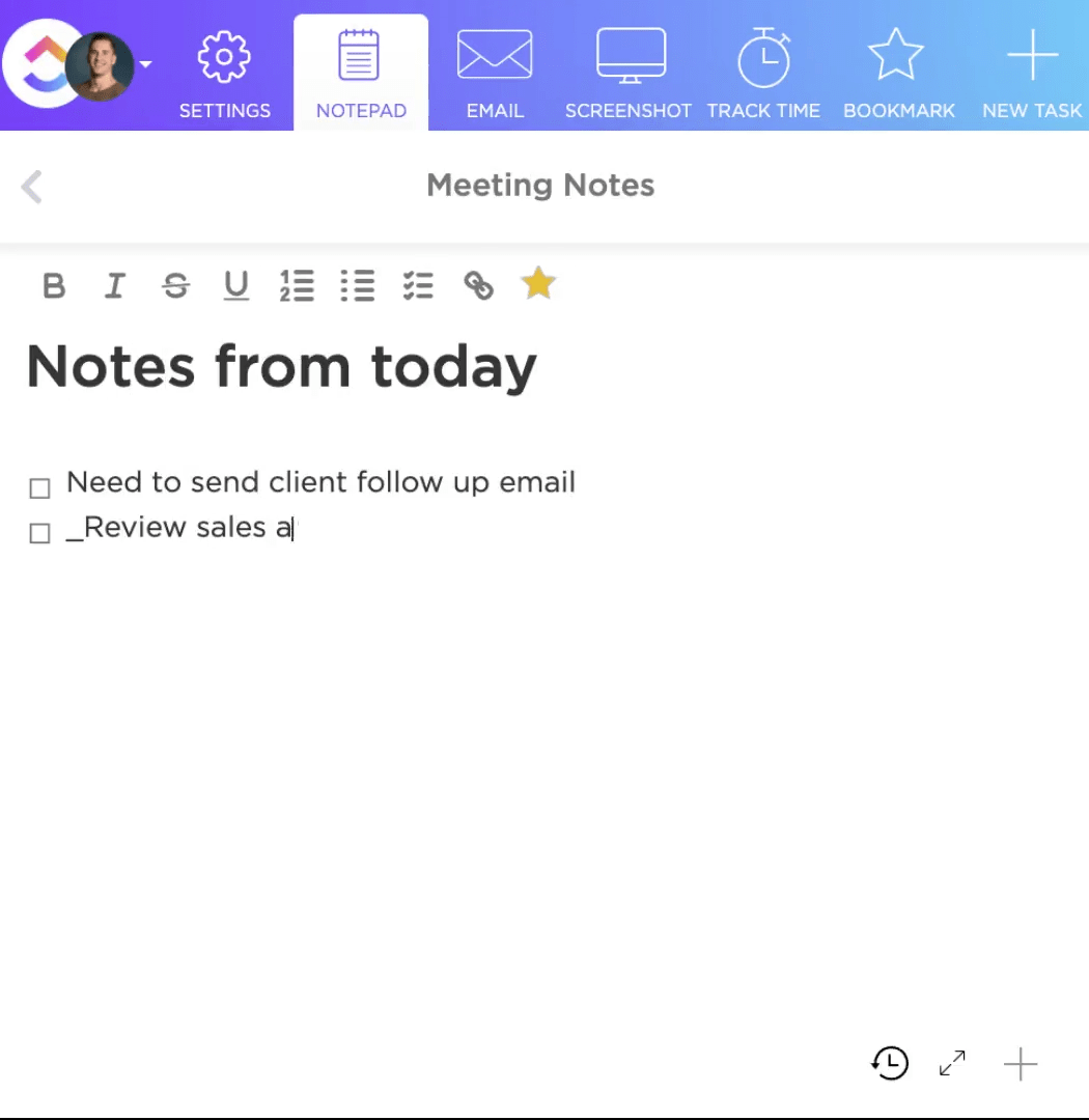 ClickUp Notepad