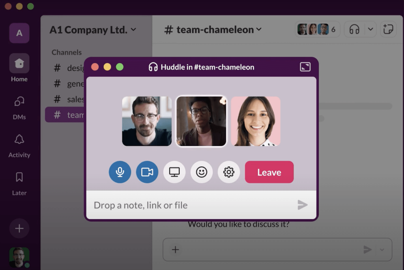 Slack virtual meeting software