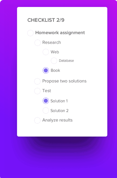 Lista de control de la tarea de ClickUp