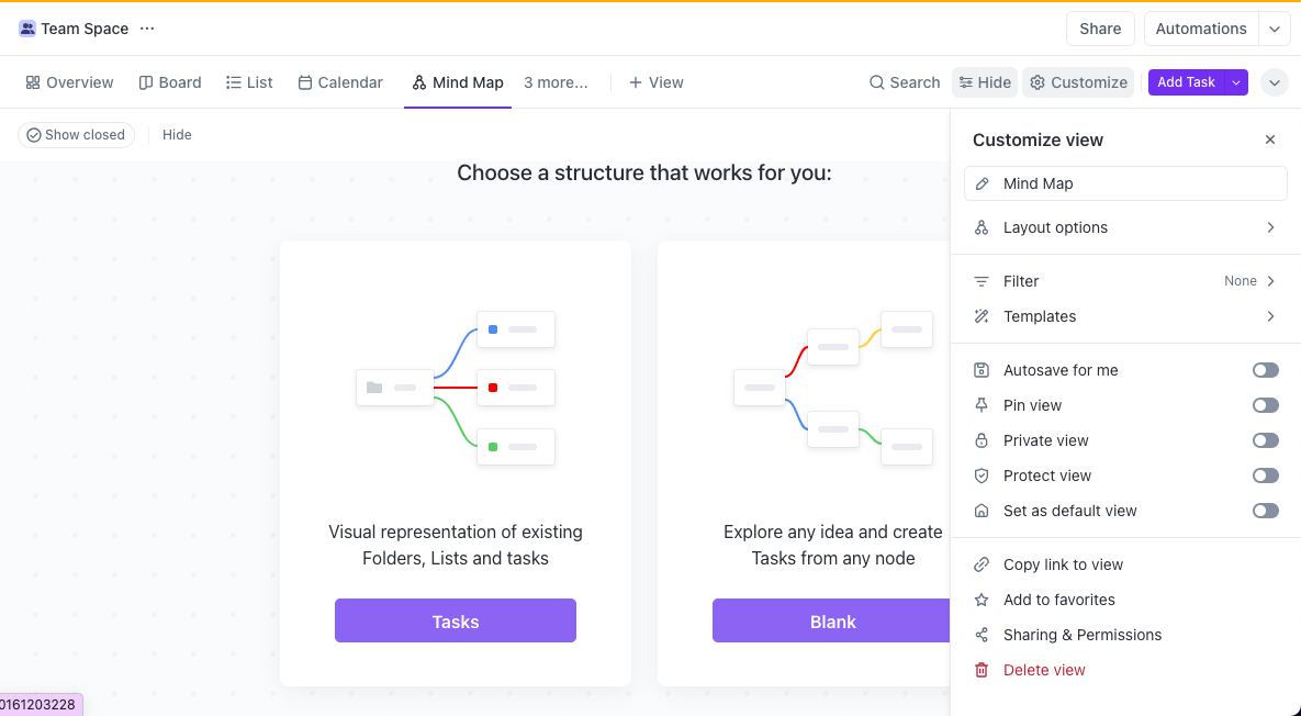 ClickUp 마인드 맵 만들기