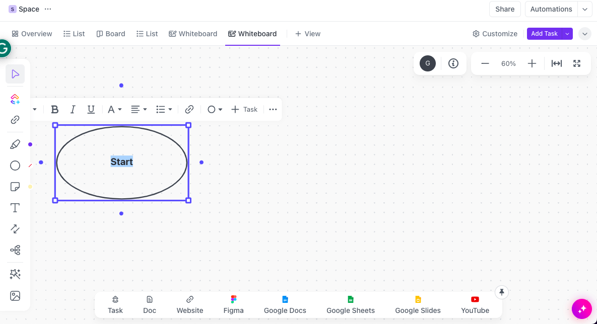 Tableau blanc ClickUp