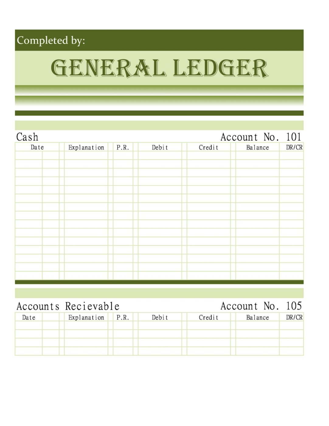 A general legder template 