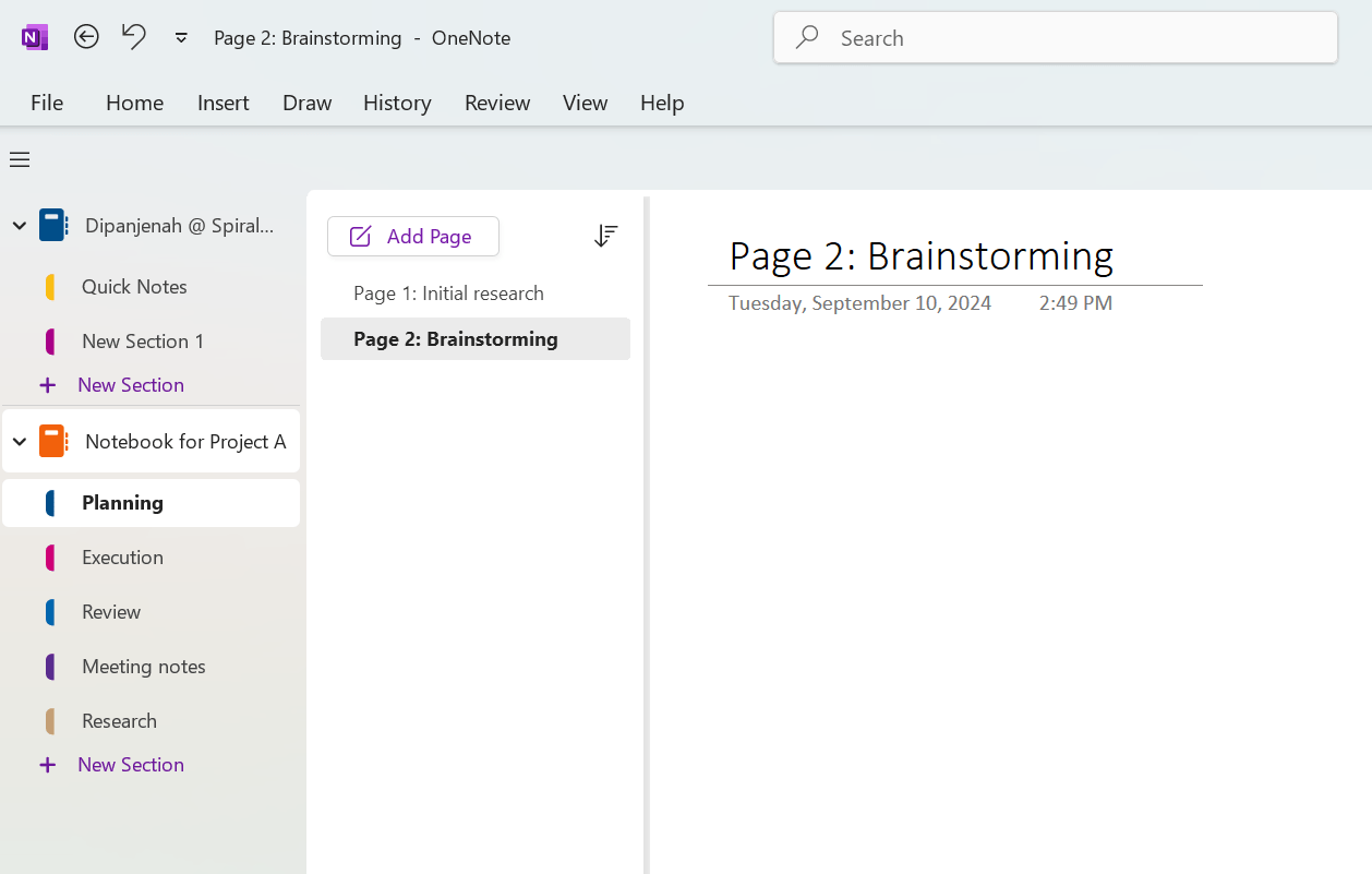 Comment organiser OneNote - Pages pour des tâches ou des réunions spécifiques