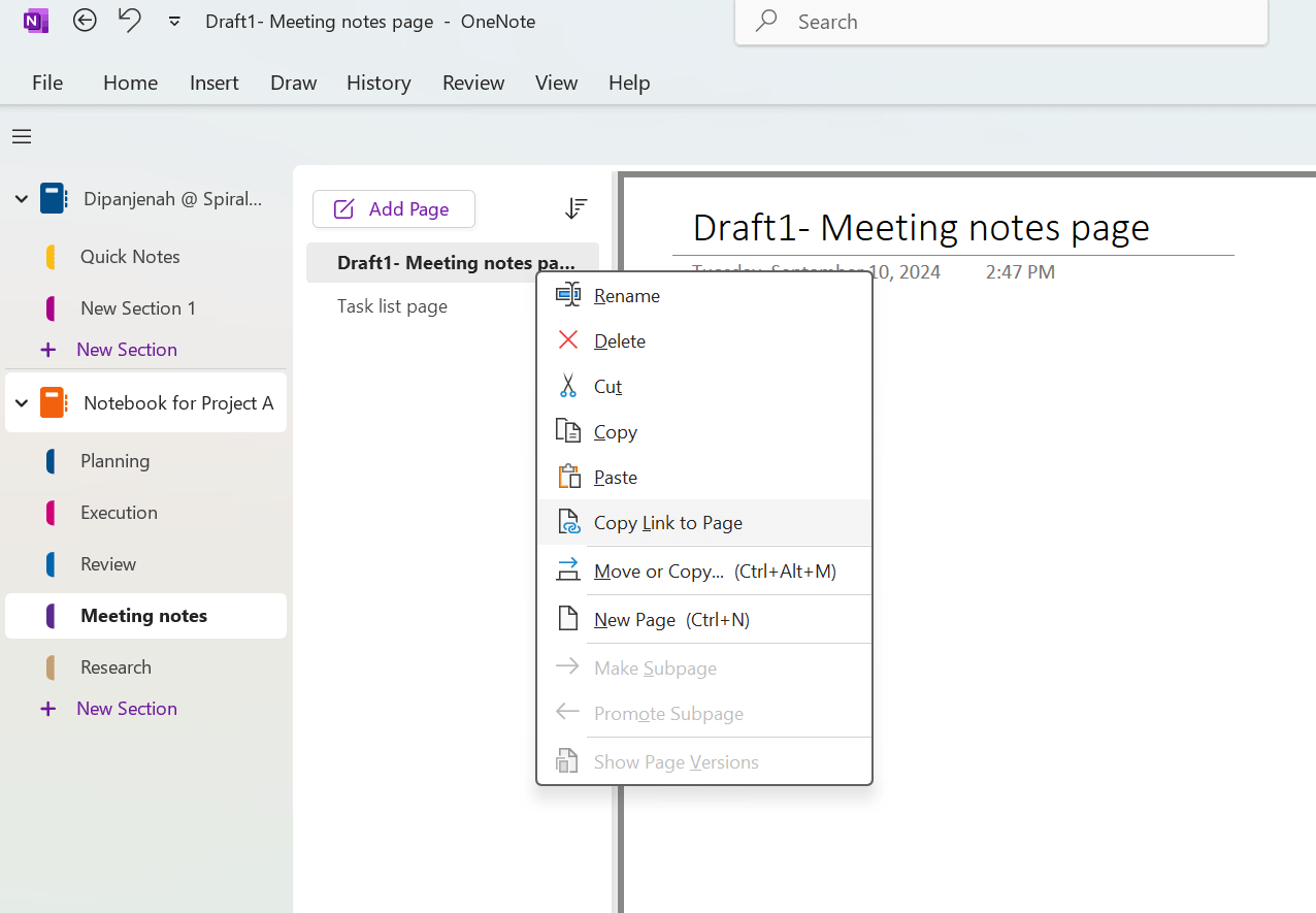 How to organize OneNote - Link pages for easy navigation