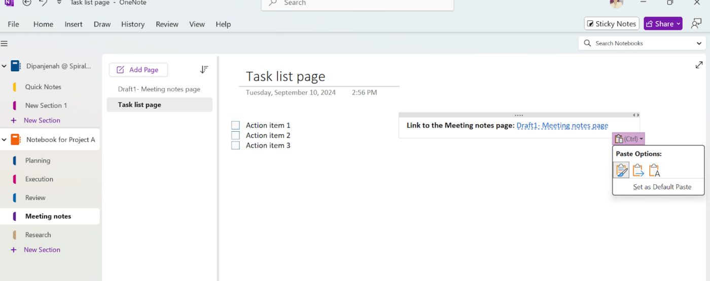 How to organize OneNote - OneNote’s linking feature