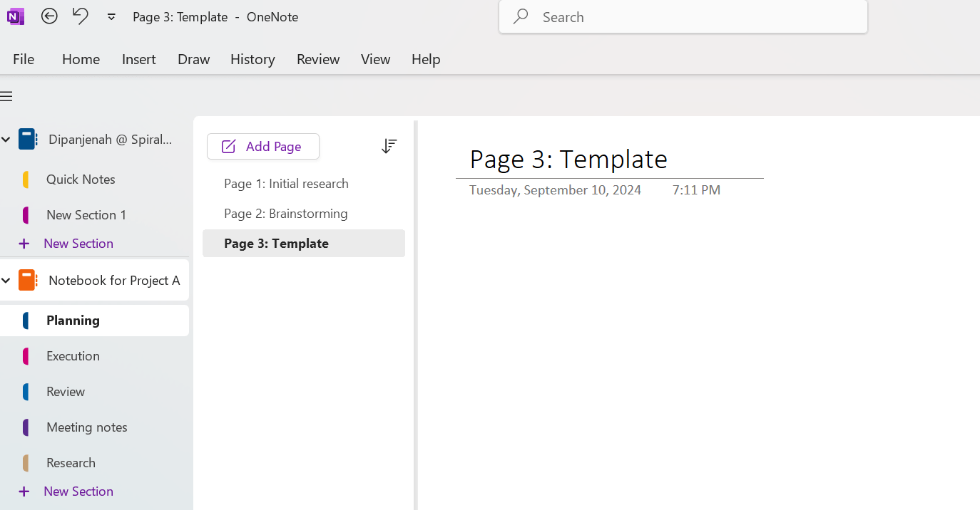 Cara mengatur OneNote - Navigasi halaman