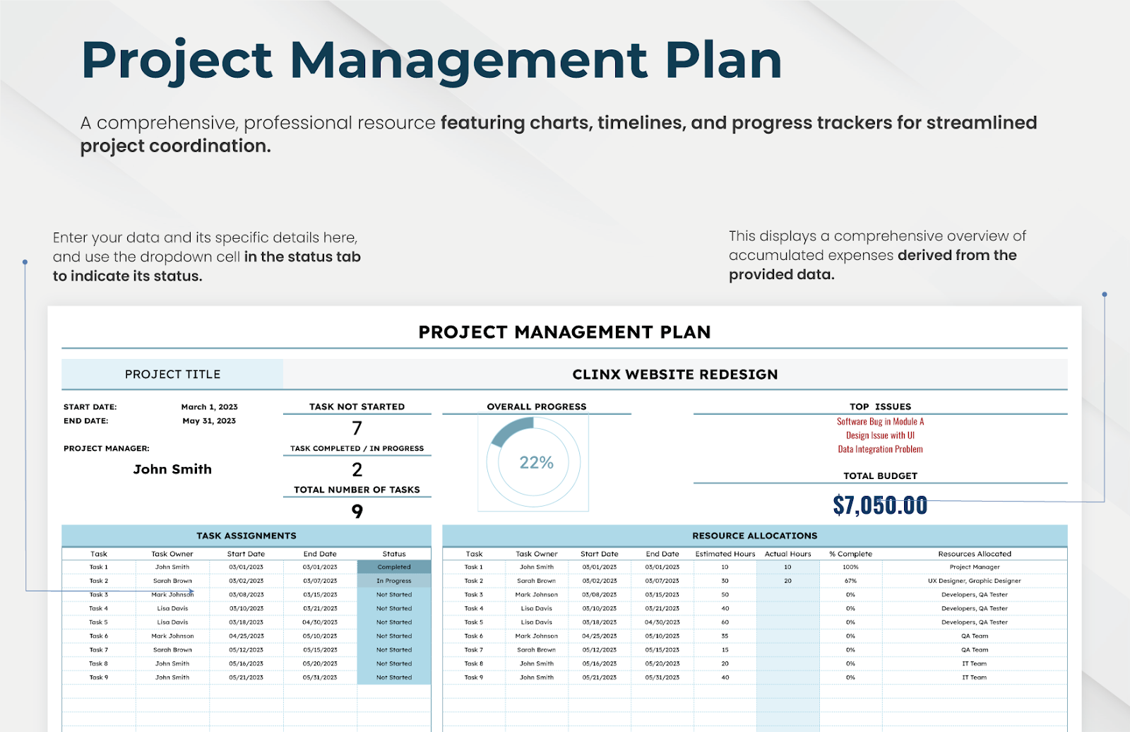 Plantilla de gestión de proyectos de Template.net