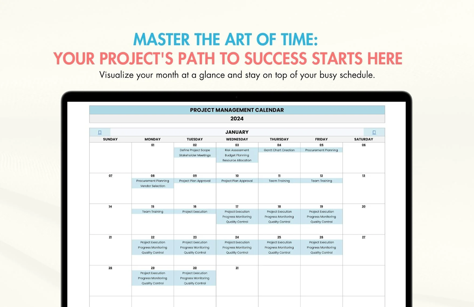 Projektmanagement Kalender Vorlage von Template.net