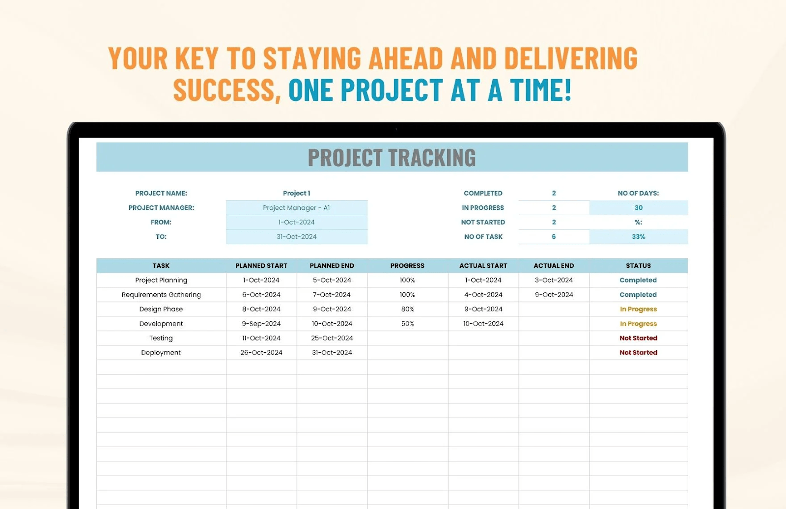 Modello di monitoraggio del progetto da Template.net