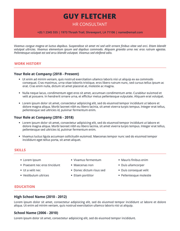 Bold Red Resume Template