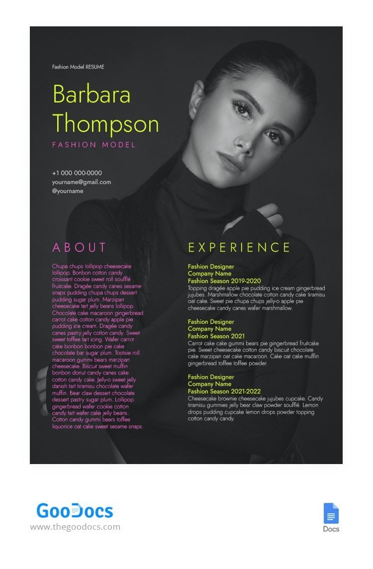 Fashion Model Resume 