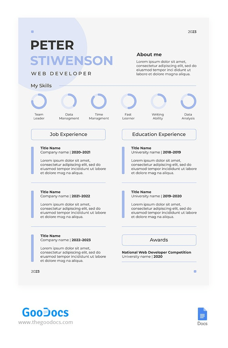 Curriculum estetico dello sviluppatore web