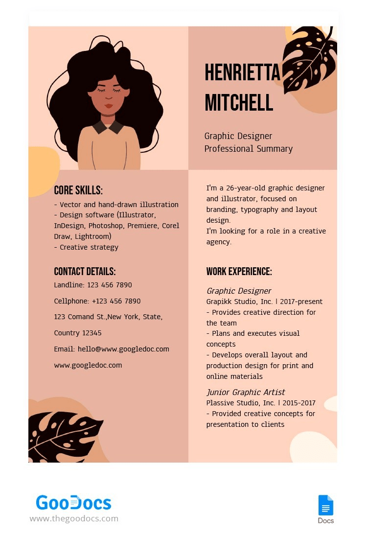 Illustrated Graphic Designer Resume Template