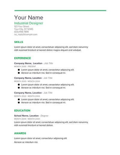 Plantilla de Curriculum Vitae de Spearmint