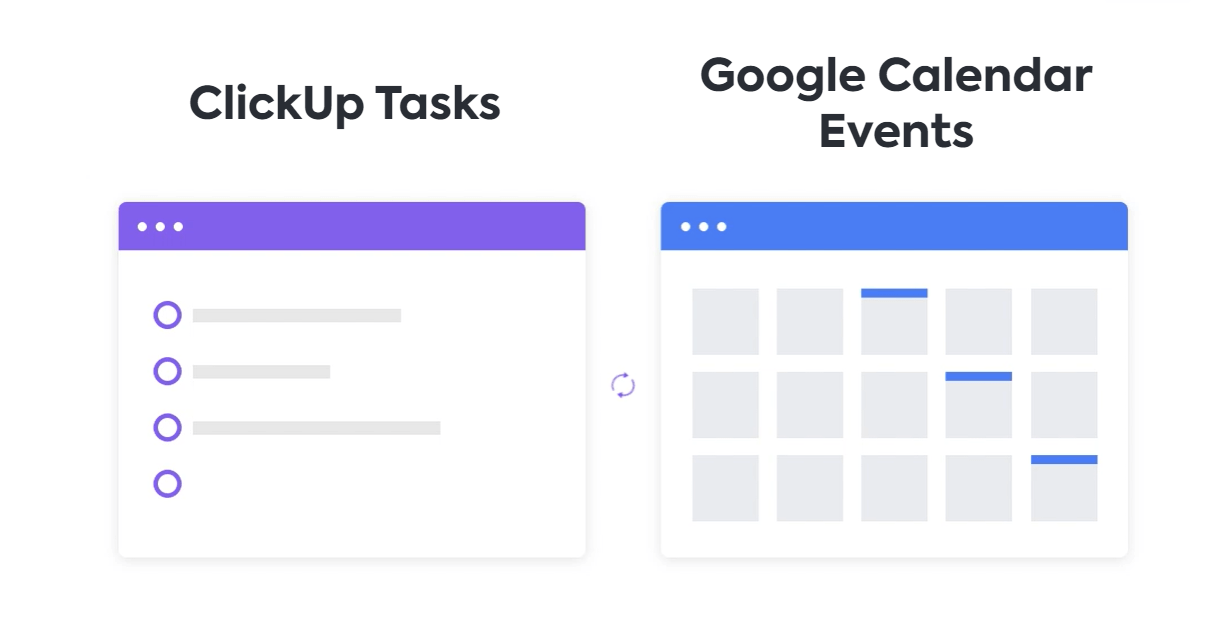 Integración de la sincronización de tareas de Google Calendar de ClickUp