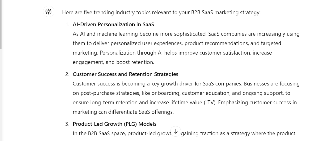 ChatGPT para marketing - 5 tópicos relevantes para nosso marketing B2B SaaS -