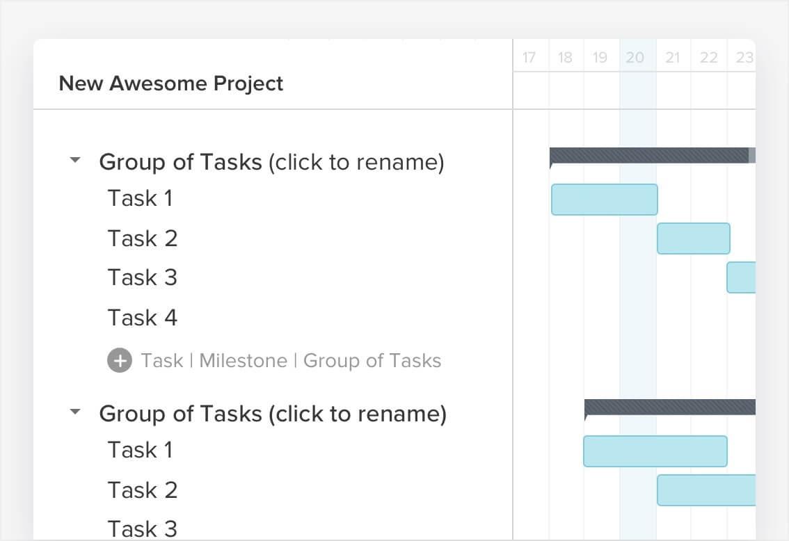 Project tasks and lists for trell gantt charts