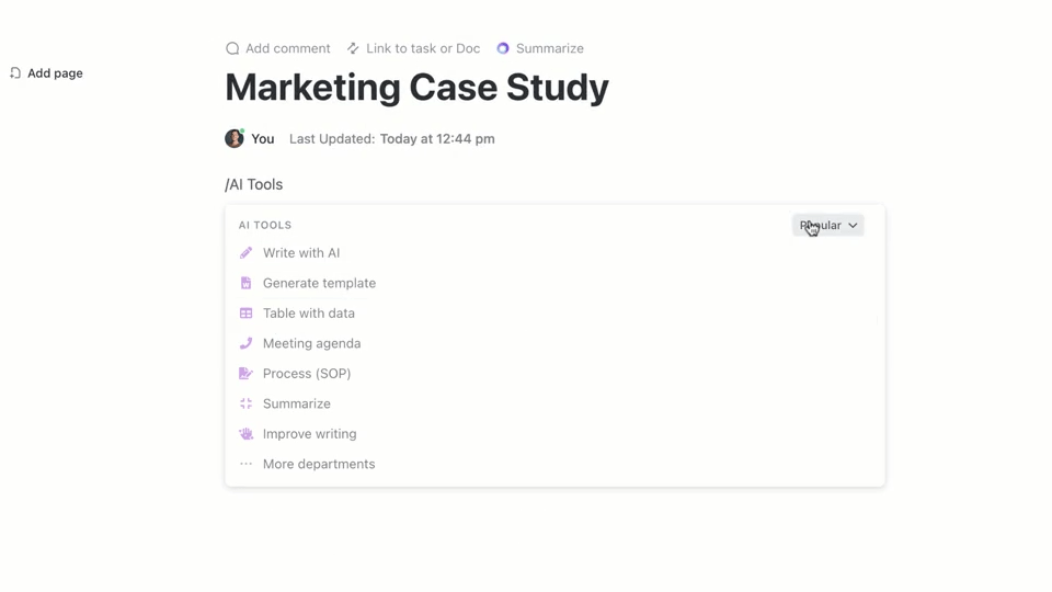 Software de gerenciamento de projetos de marketing ClickUp