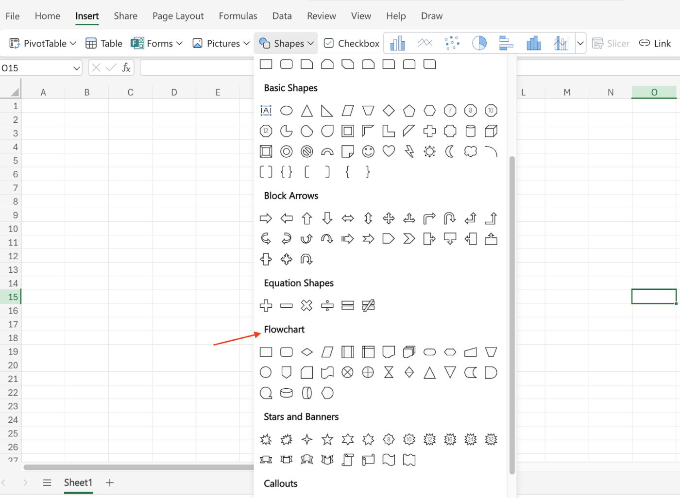 Inserire forme in MS Excel