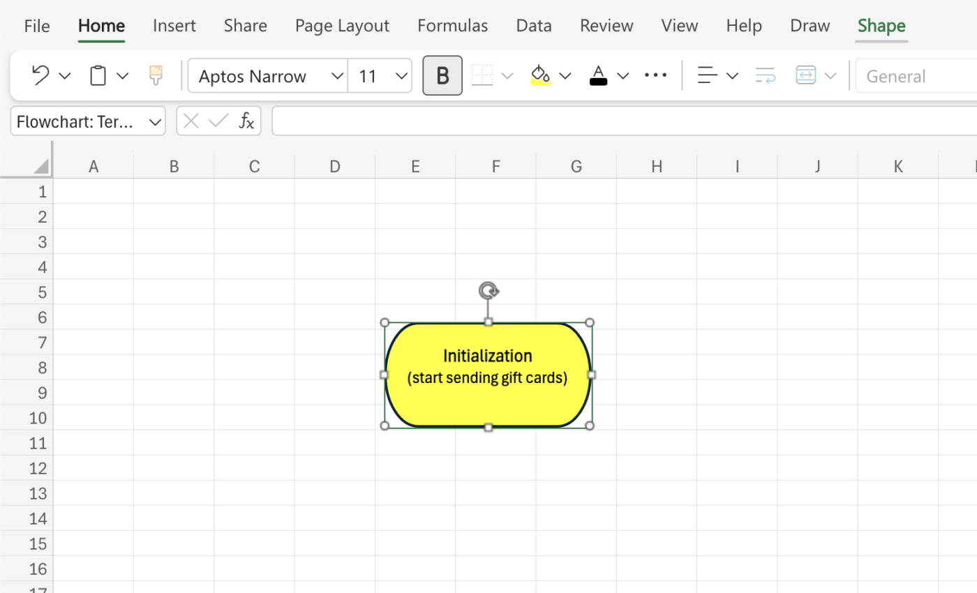 Customize and Label the shape in MS Excel