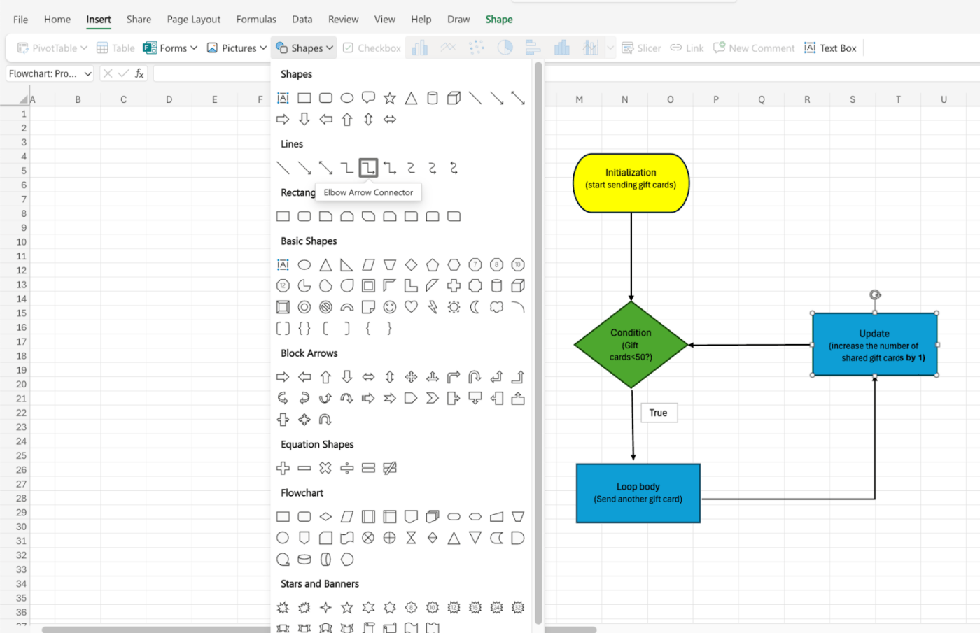 Etapa de atualização no Excel