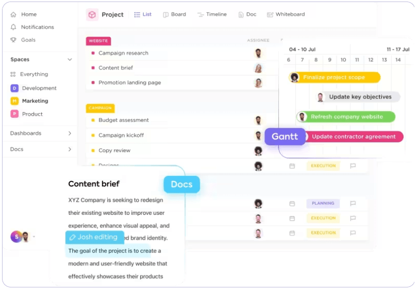 ClickUp's marketing projectmanagement software push vs pull marketing