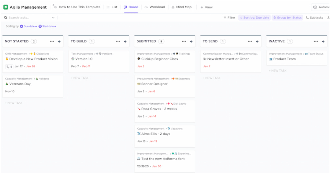 ClickUp’s Agile Project Management Template is feature-rich and easily customizable 