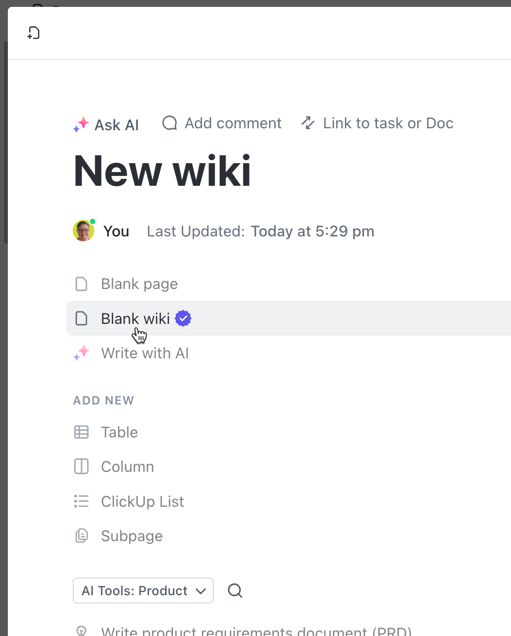 Maak snel een wiki aan met het ClickUp Wiki-sjabloon