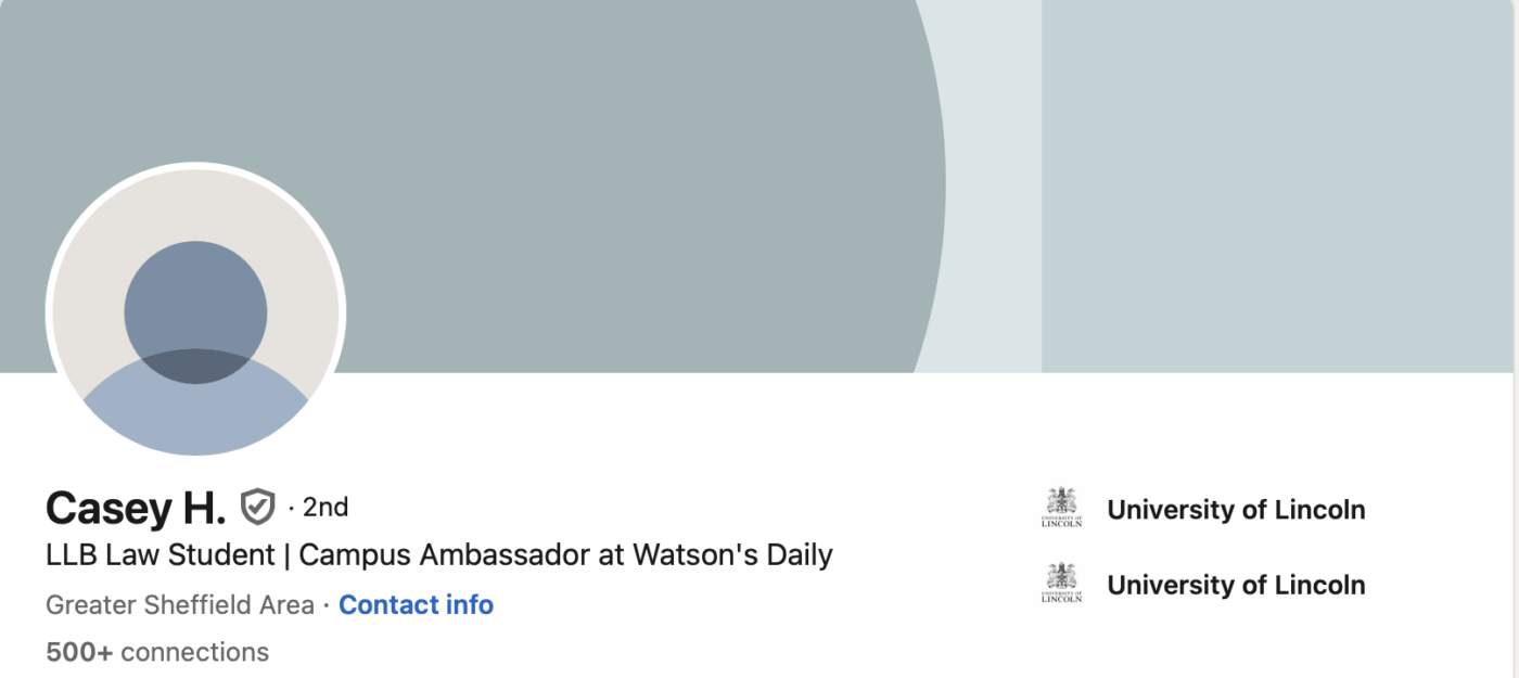 Ejemplo de perfil de LinkedIn sin foto