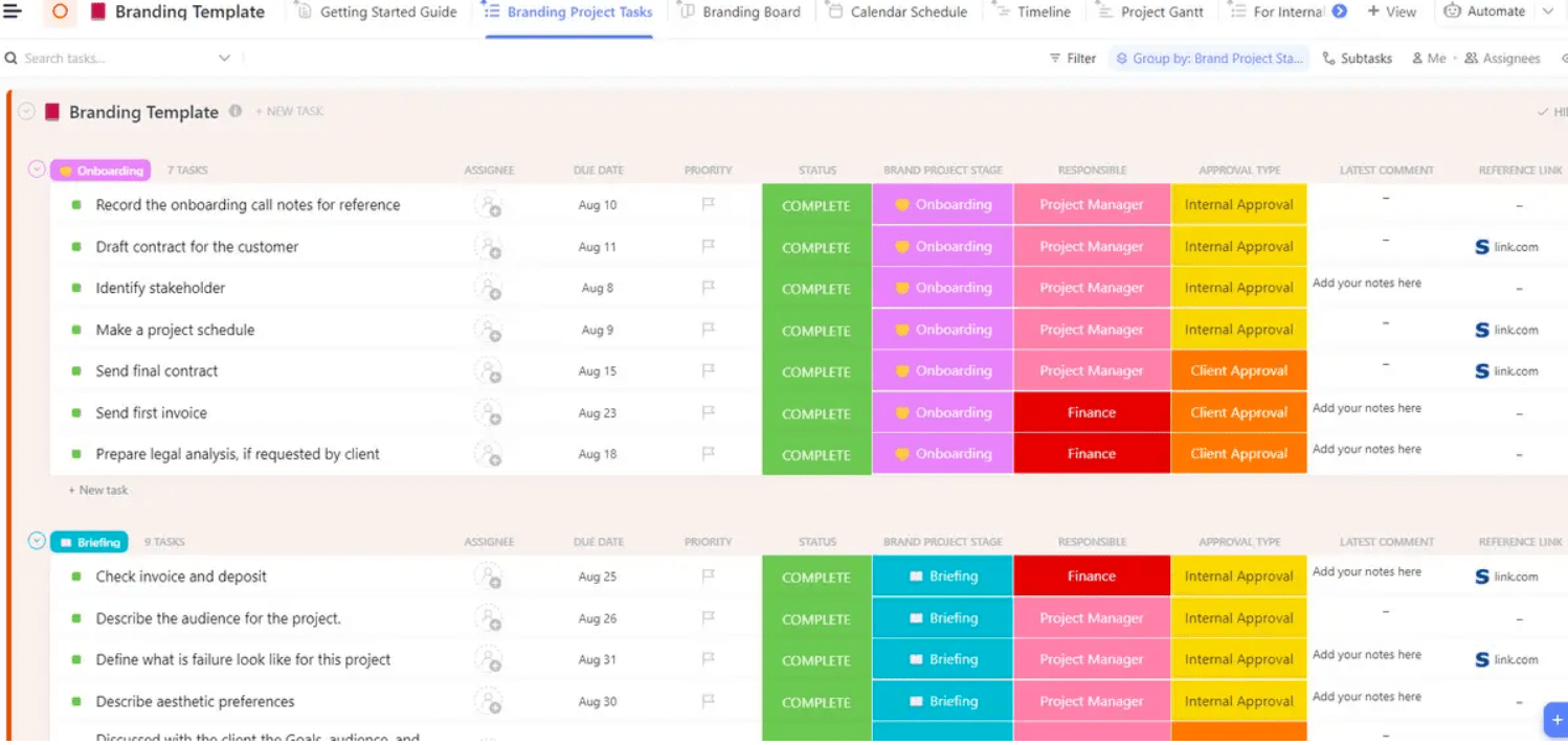 modello di branding ClickUp