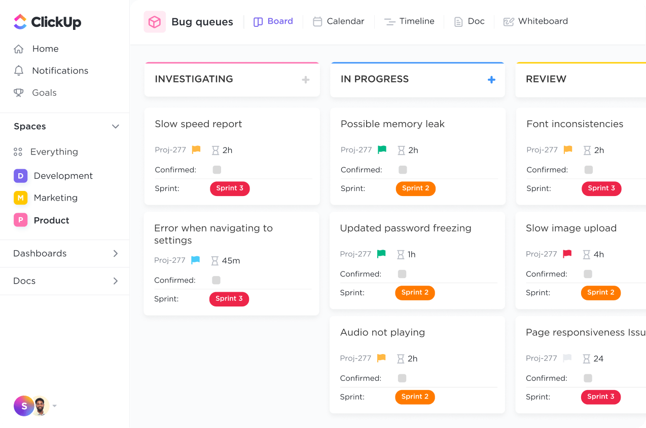 Exampe of Scrum Board in ClickUp