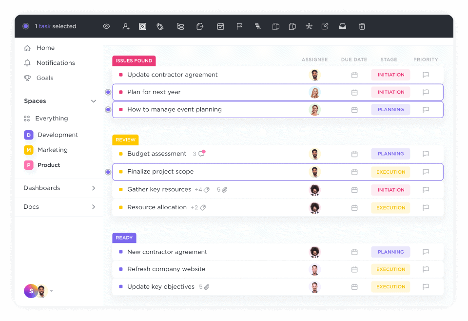 Utilisez les tâches ClickUp pour créer des éléments d'action pour l'apprentissage de compétences à haut revenu