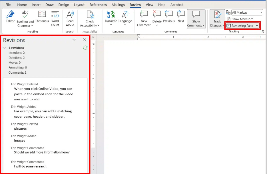 Riquadro di revisione come monitorare le modifiche in word