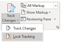 locking track how to track changes in word