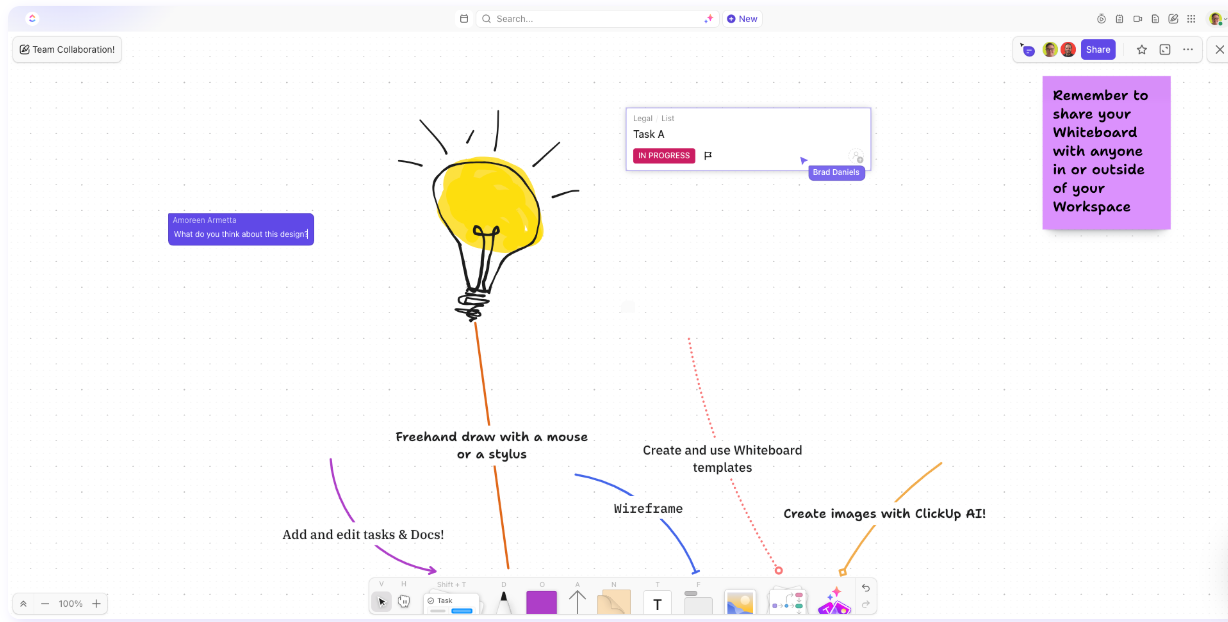 ClickUp Whiteboards new