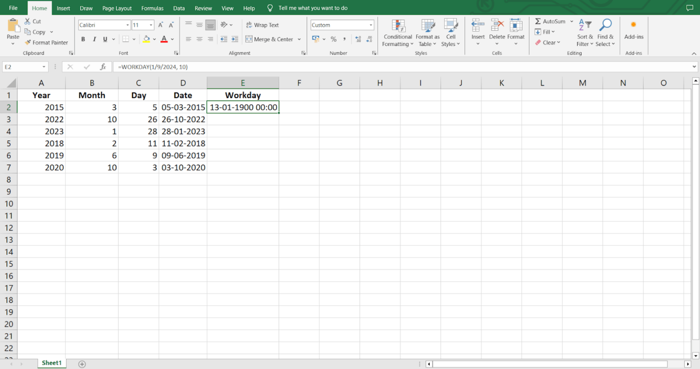 A função WORKDAY tem a capacidade de calcular prazos, excluindo finais de semana e feriados