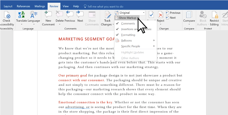 Track changes revisions -how to track changes in word