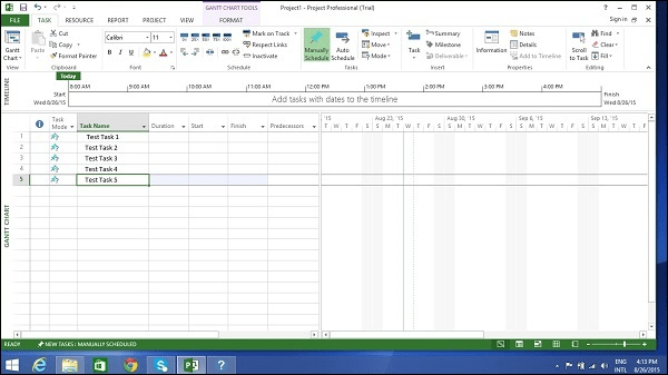 Add tasks to your project: microsoft project gantt chart