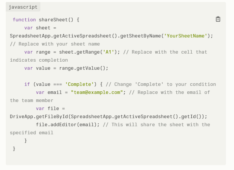 Automate sharing based on criteria google sheets automation  