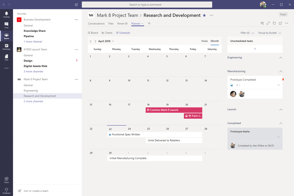 Integrasi kalender fitur tim microsoft