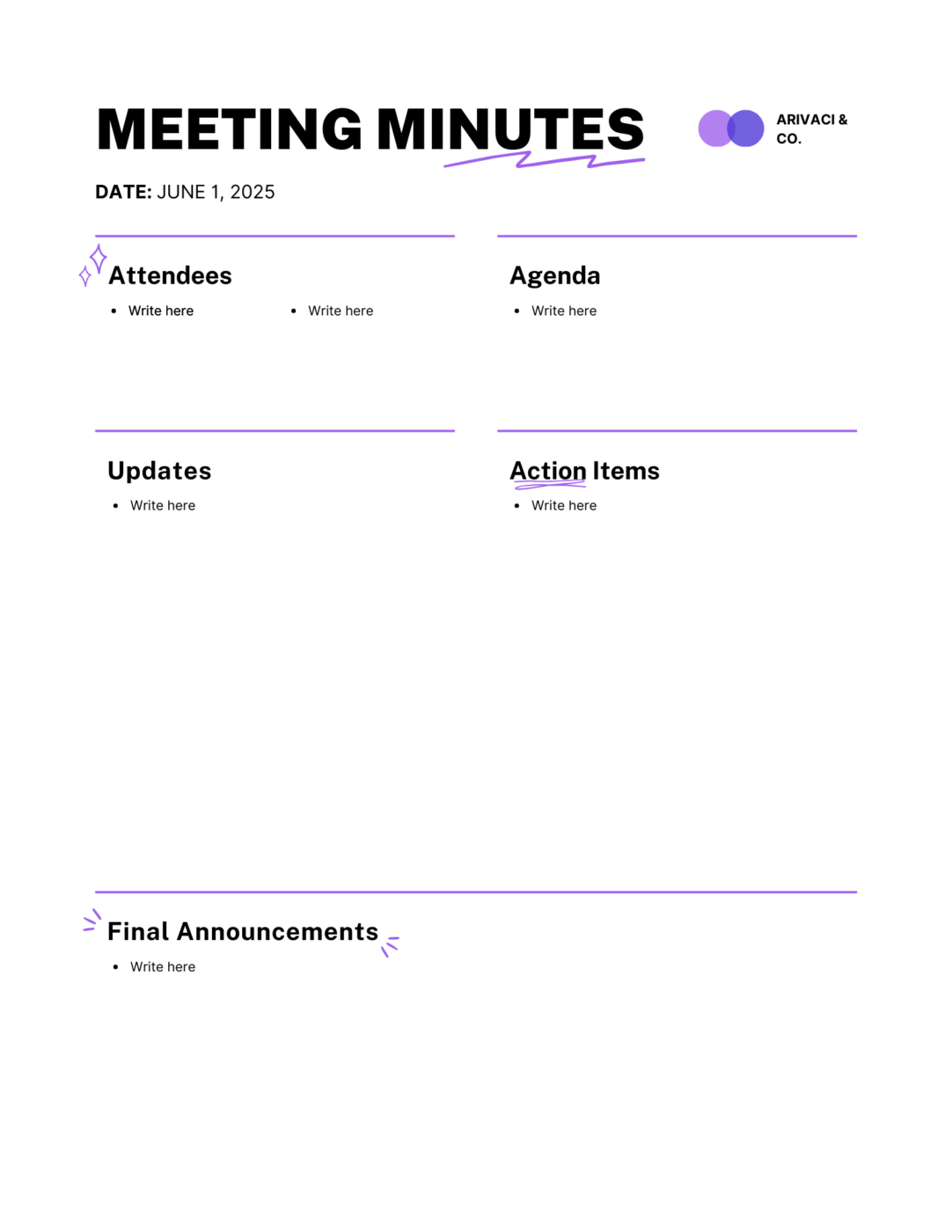 Canva Meeting Minutes Template : Meeting Minutes Template