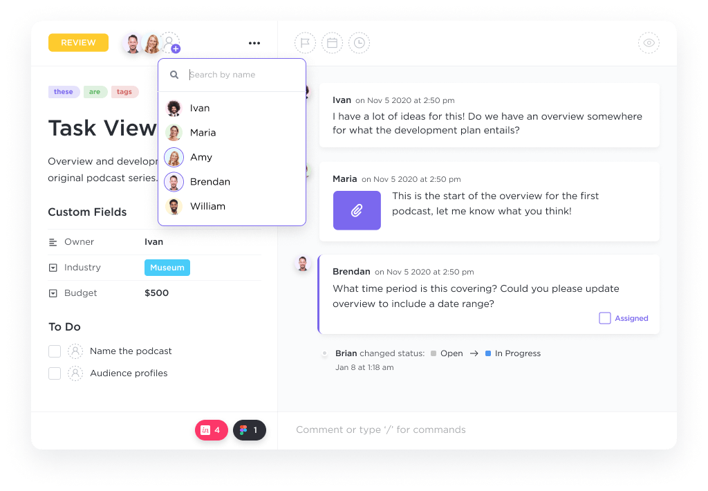 Assign multiple team members in ClickUp Assigned Comments to ensure everyone is on the same page during team discussions, fostering collaboration and accountability