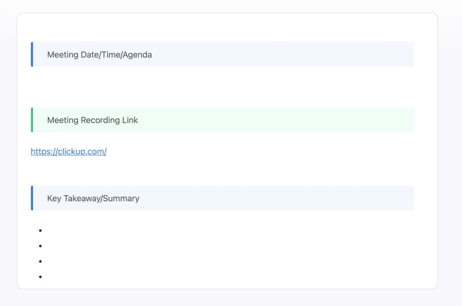 ClickUp Meeting Note Style Template