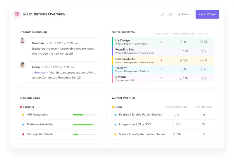 Ecossistema de produtos do software de gerenciamento de produtos ClickUp